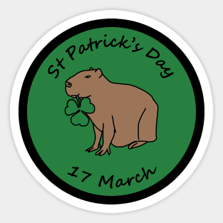 Capybara and Shamrock St Patricks Day Sticker